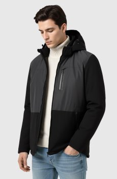 Темно-серая мужская куртка с капюшоном DV-99-combi