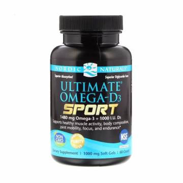 Рыбий жир с витамином Nordic Naturals Ultimate Omega-D3 Sport, 1480 мг + 1000 МЕ, 60 гелевых капсул Рыбий жир с витамином Nordic Naturals Ultimate Omega-D3 Sport, 1480 мг + 1000 МЕ, 60 гелевых капсул