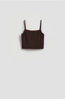 Reserved - Кроп топ на бретельках - коричневий - WC380-88X