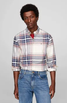 Мужская рубашка в клетку XL OXFORD CHECK RF SHIRT Разноцветный L Tommy Hilfiger MW0MW35773