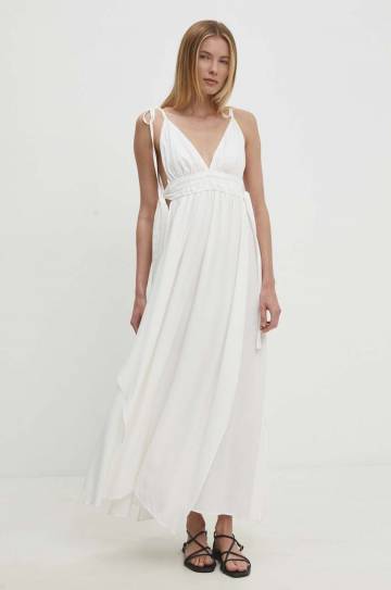 Платье Answear.LAB цвет белый maxi расклешённая