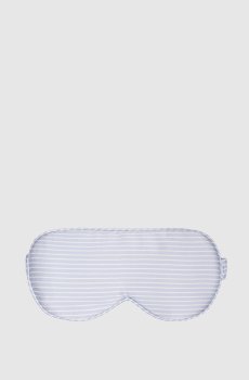 Голубая маска для сна из шелка в полоску
