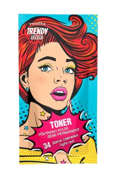 Оттеночный тонер для волос Venita Trendy Color Toner 34 Light Red, 35 г (саше)