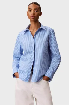 Женская голубая рубашка в полоску YARNDYE Голубой XS Calvin Klein LV044F137G