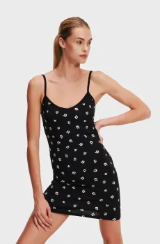 Женская черная ночная рубашка с узором IKONIK 2.1 Черный XS Karl Lagerfeld 245W2122