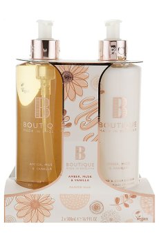 Набор Grace Cole Boutique Amber, Musk & Vanilla Pamper Duo (жидкое мыло для рук, 500 мл + лосьон для рук и тела, 500 мл)