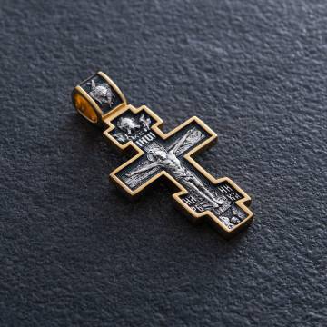 Серебряный крест с позолотой "Распятие. Ангел Хранитель" 132499 Серебряный крест с позолотой "Распятие. Ангел Хранитель" 132499