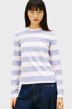 Женский лонгслив в полоску REG S FLAG Разноцветный S Tommy Jeans DW0DW21835