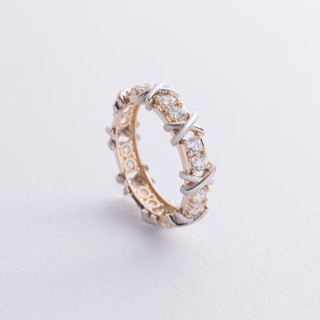 Кольцо "Rosie" с фианитами (желтое, белое золото) к08193 Кольцо "Rosie" с фианитами (желтое, белое золото) к08193