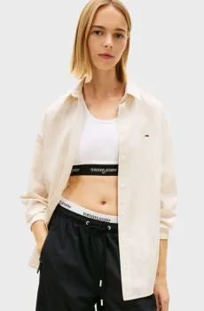 Женская бежевая льняная рубашка RLX Бежевый S Tommy Jeans DW0DW22209