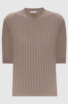 Бежевый топ в рубчик