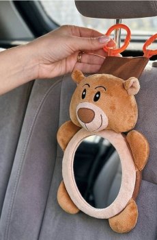 Плюшева підвіска з дзеркальцем у формі ведмедика - коричневий