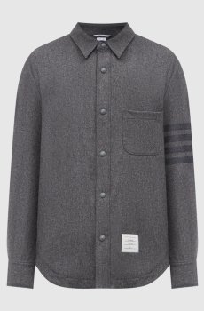 Серая куртка в стиле рубашки из шерсти и кашемира