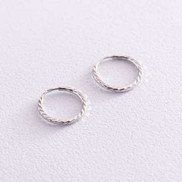 Серьги - кольца в белом золоте (1.5 см) с07312 Серьги - кольца в белом золоте (1.5 см) с07312