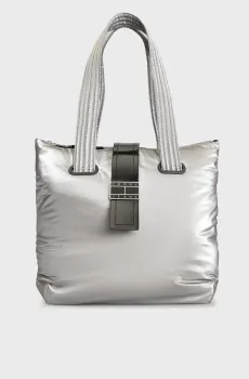 Женская серебристая сумка TJW STARTDUST TOTE SHINY Серебряный ONESIZE Tommy Jeans AW0AW16803