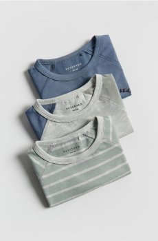 Reserved - Бавовняна кофта з довгим рукавом, набір з 3 - блідо-зелений - 007HS-07X