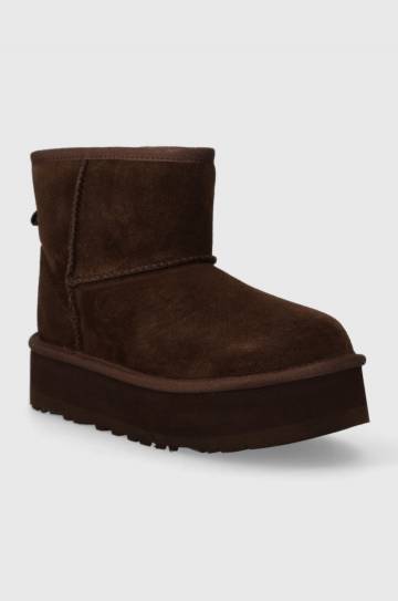 Детские замшевые сапоги UGG CLASSIC MINI PLATFORM цвет коричневый Детские замшевые сапоги UGG CLASSIC MINI PLATFORM цвет коричневый