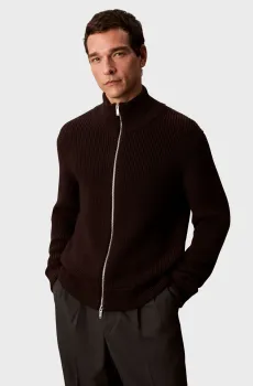 Мужской темно-коричневый шерстяной кардиган TEXTURE STITCH Коричневый XL Calvin Klein LV04LD305G