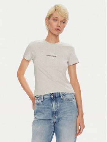 Calvin Klein Jeans Футболка Monologo J20J223563 Écru Slim Fit Calvin Klein Jeans Футболка Monologo J20J223563 Écru Slim Fit