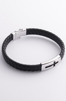 Золотой браслет "Крестик" с каучуком б03072