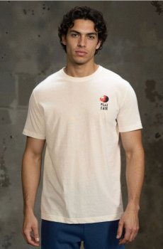 Бавовняна футболка з принтом - кремовий