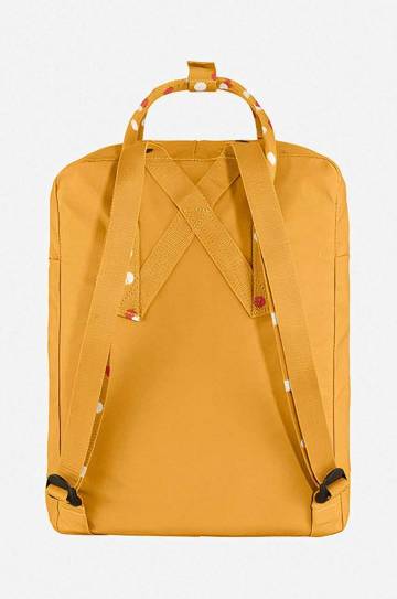 Рюкзак Fjallraven Kanken цвет жёлтый большой с аппликацией F23510.160.916-160 Рюкзак Fjallraven Kanken цвет жёлтый большой с аппликацией F23510.160.916-160