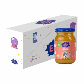 Детское фруктовое пюре Elfik Magic Яблоко и абрикос, без добавленного сахара, от 5 месяцев, 12*170 г Детское фруктовое пюре Elfik Magic Яблоко и абрикос, без добавленного сахара, от 5 месяцев, 12*170 г