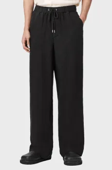 Мужские черные льняные брюки SHARP Черный XL AllSaints M023TE