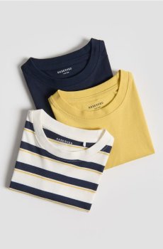 Reserved - Бавовняна футболка, набір з 3 - кремовий - 879HR-01X