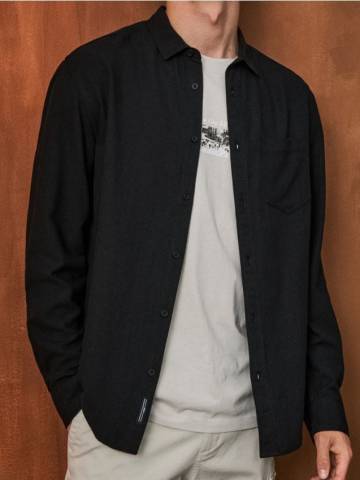 Сорочка з тканини з високим вмістом віскози - чорний