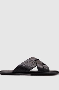 Черные шлепанцы из кожи крокодила