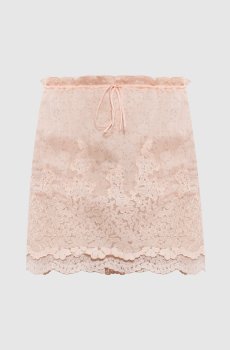 Бежевая юбка мини с кружевом