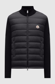 Черная комбинированная куртка с логотипом