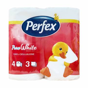 Туалетная бумага Boni Perfex Pure White белая, 3-слойная, 120 отрывов, 4 рулона Туалетная бумага Boni Perfex Pure White белая, 3-слойная, 120 отрывов, 4 рулона