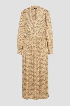 Женское бежевое шелковое платье с узором Бежевый 32 BOSS 50509345;988