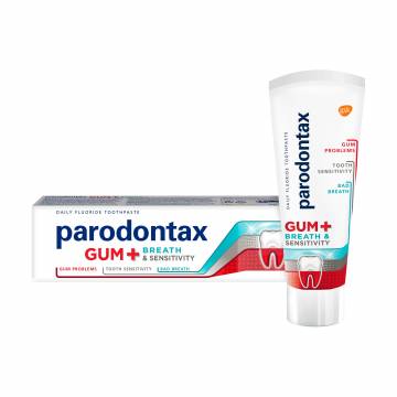 Зубная паста Parodontax Gum+Breath & Sensitivity Защита десен + свежее дыхание и чувствительность зубов, 75 мл Зубная паста Parodontax Gum+Breath & Sensitivity Защита десен + свежее дыхание и чувствительность зубов, 75 мл