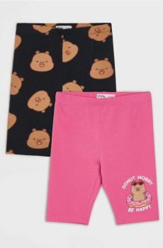 Бавовняні шорти-велосипедки з принтом 2 pack Capybara - різнобарвний