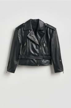 Reserved - Шкіряна байкерська куртка - чорний - 488IA-99X