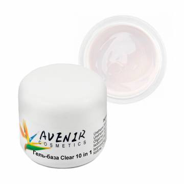 Гель-база для ногтей Avenir Cosmetics LED Clear 10 in 1, 15 мл Гель-база для ногтей Avenir Cosmetics LED Clear 10 in 1, 15 мл