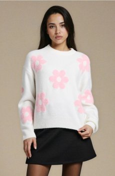 Джемпер з візерунком - кремовий