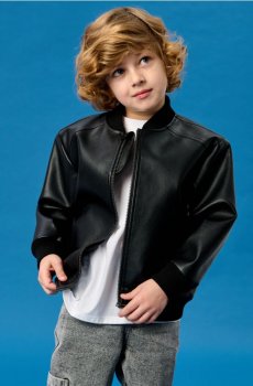 Бомбер зі штучної шкіри - чорний