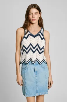 Женский белый топ с узором OLLIE TOP Белый S Pepe Jeans PL702284