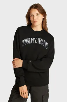 Женский черный свитшот TJW RLX FLORAL VARSITY CREW Черный M Tommy Jeans DW0DW20172