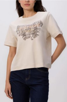 Reserved - Бавовняна футболка з принтом - бежевий - 162HT-08X