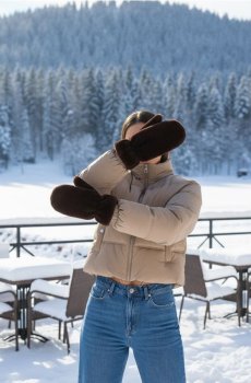 Рукавиці - темно коричневий