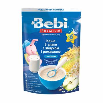 Детская молочная каша Bebi Premium 3 злака с яблоком и ромашкой, от 6 месяцев, 200 г Детская молочная каша Bebi Premium 3 злака с яблоком и ромашкой, от 6 месяцев, 200 г