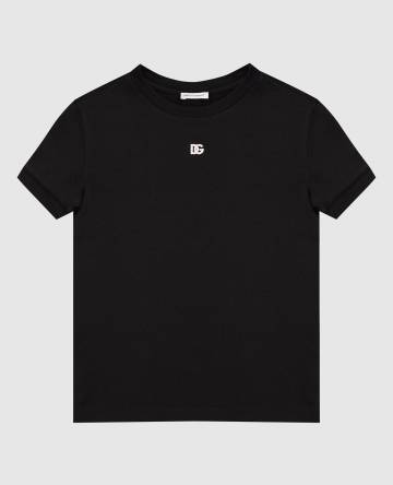 Детская черная футболка с монограммой DG