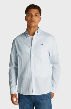 Мужская голубая рубашка TJM REG LINEN BLEND Голубой S Tommy Jeans DM0DM20875