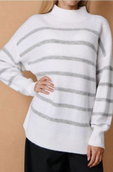 Ребристий светр у смужку - різнобарвний