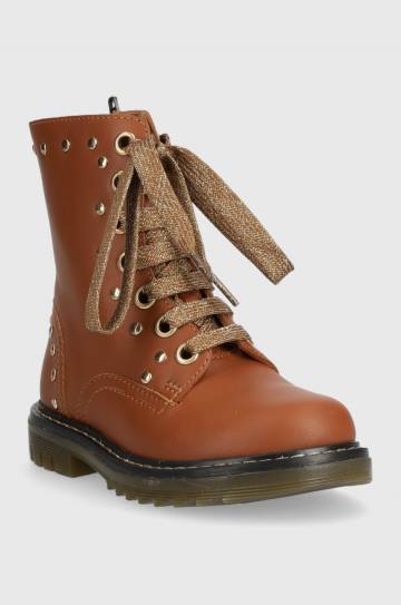 Детские кожаные полусапожки Pom Dapi SID HI STUD цвет коричневый